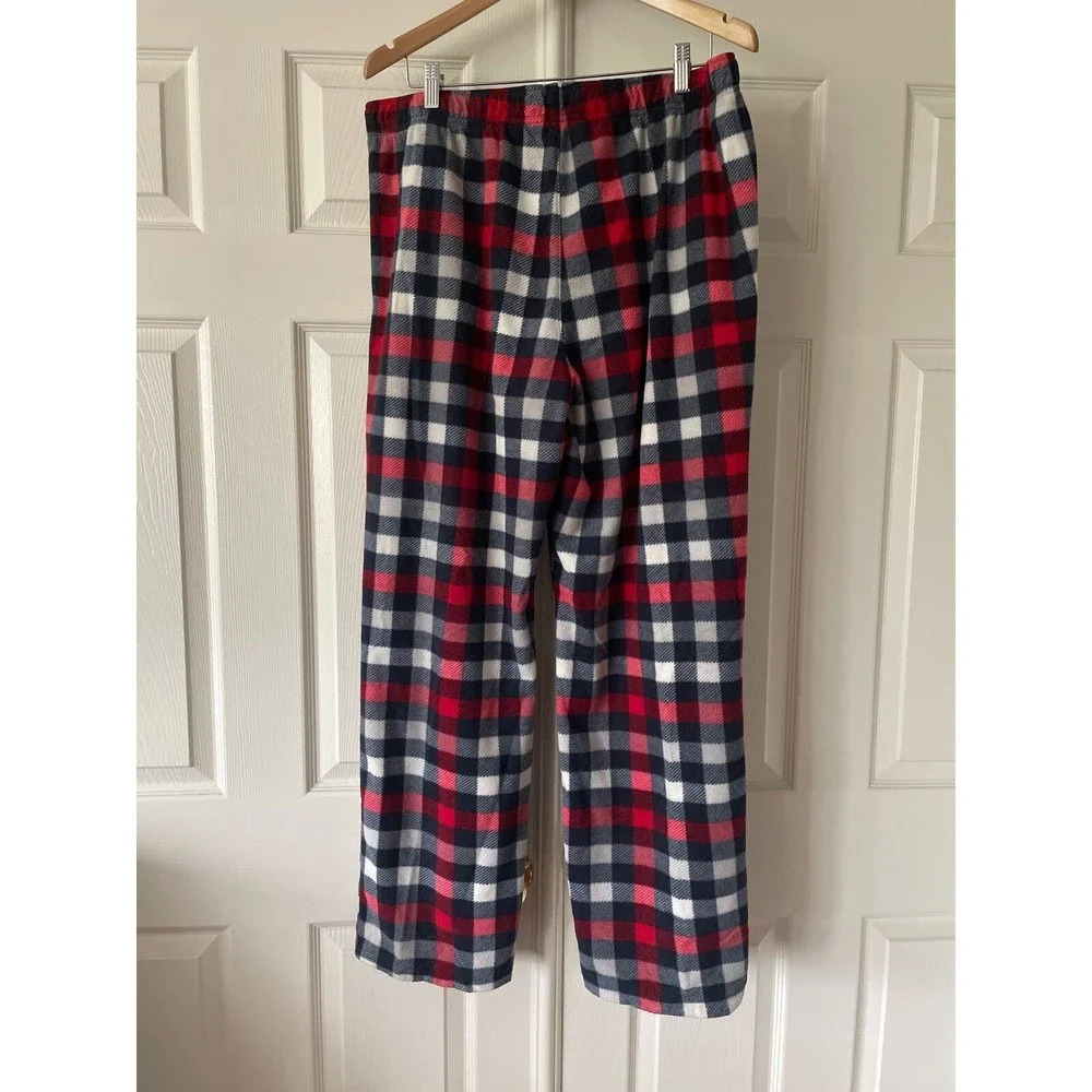 Celebrate Together Mens Fleece Lounge Pajama Bottoms Sz L Pockets Elastic Plaid - Picture 2 of 6